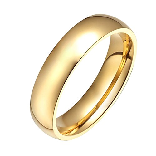 HIJONES Joyería Mujeres Acero Inoxidable 18K Oro Anillo Plateado Talla 10