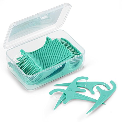 Hilo Dental 180 Piezas, Palillos de Hilo Dental Plástico, Hilo Dental Menta Frasca para Interdental Oral limpieza - Floss sticks - 60 / Paquete