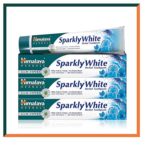 Himalaya Herbals Sparkly White Pasta de dientes a base de hierbas * Obtenga dientes más blancos en 2 semanas * Eliminación avanzada de placa, no contiene sustancias químicas, 100% vegana 75ml (3-Pack)