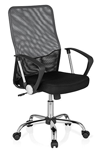 HJH Office Foley Net Silla de Oficina, Plumas, Multicolor (Negro/Gris), 44x54x119 cm