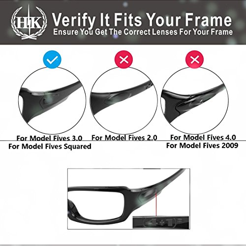 HKUCO Plus Mens Replacement Lenses For Oakley Fives Squared Sunglasses Titanium Mirror Polarized