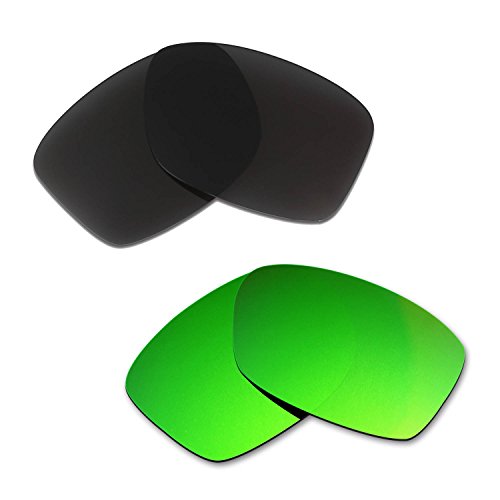 Hkuco Plus Mens Replacement Lenses For Oakley Jupiter Squared Black/Emerald Green Sunglasses