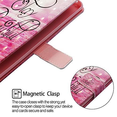 HMTECH Galaxy S10 Plus Funda 3D Quédate Hermoso mar Rosa Swag Flip Leather Wallet Cierre Función de Soporte Billetera con Tapa Carcasas Case Compatible with Samsung Galaxy S10 Plus,3D Beautiful