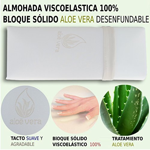 HOGAR24 Almohada viscolastica viscoelastica 100% Bloque sólido Desenfundable Aloe Vera-150CM