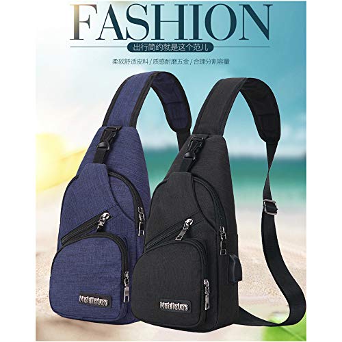 Hombro Bolso Impermeable Mochila de Pecho Mochilas Pequeñas para Hombres Bandolera Mujeres Bandoleras Cruzada Sling Bolsa CrossBody Bag Bolsos USB Ciclismo Senderismo Viaje Deporte al Aire Libre