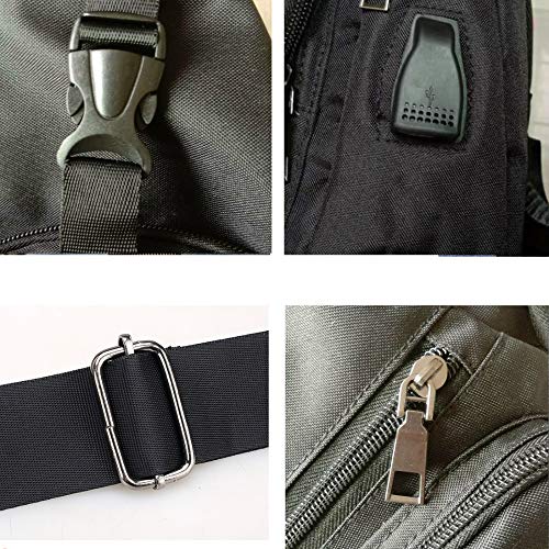 Hombro Bolso Impermeable Mochila de Pecho Mochilas Pequeñas para Hombres Bandolera Mujeres Bandoleras Cruzada Sling Bolsa CrossBody Bag Bolsos USB Ciclismo Senderismo Viaje Deporte al Aire Libre