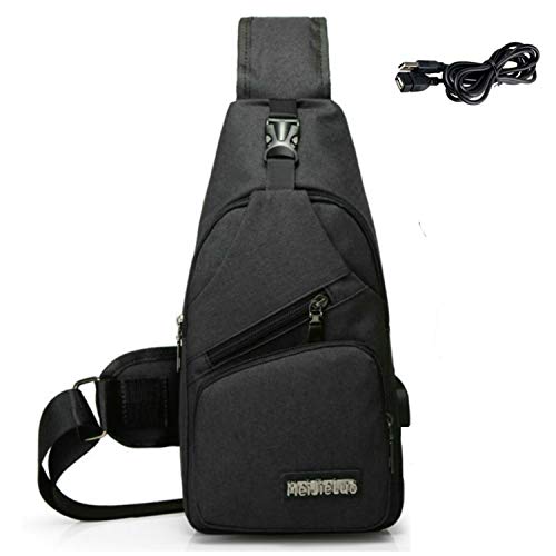 Hombro Bolso Impermeable Mochila de Pecho Mochilas Pequeñas para Hombres Bandolera Mujeres Bandoleras Cruzada Sling Bolsa CrossBody Bag Bolsos USB Ciclismo Senderismo Viaje Deporte al Aire Libre