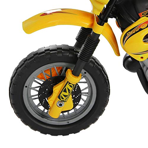 HOMCOM Moto Electrica Infantil Bateria 6V Recargable Niños 3-6 Años Cargador y Ruedas Apoyo Color Amarillo