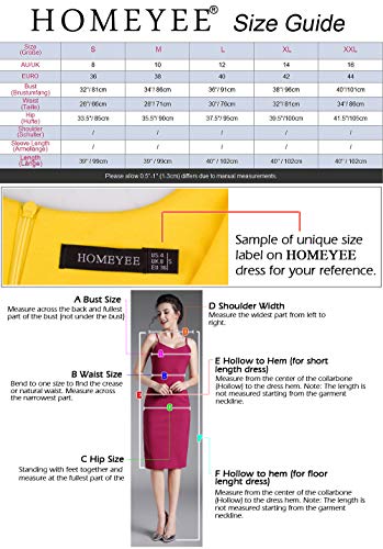 HOMEYEE Elegant Women's V Neck Sleeveless Floral Embroidered Split Knee Length Bodycon Cocktail Dress B431 (XXL, Morado)