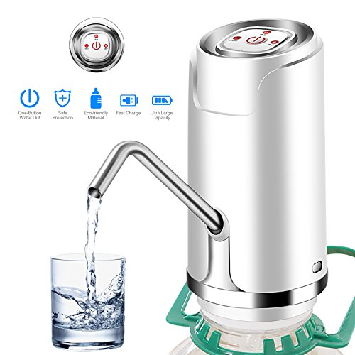 Houkiper Dispensador automático eléctrico portátil de la bomba del agua potable de Barreled del agua portátil Botón de interruptor accionado USB (B)