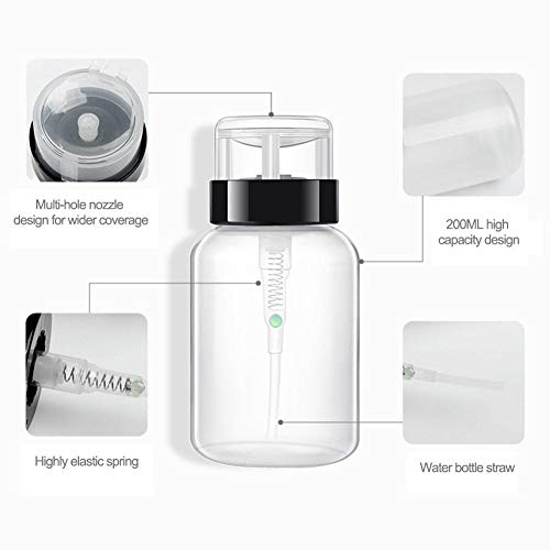 Househome - Bomba de disolvente de esmalte de uñas, botella de plástico vacía de dispensador, recipiente vacío para cosméticos de botella de agua de 200 ml