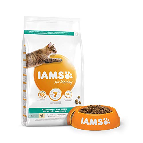 IAMS for Vitality Light in Fat/Esterilizado Alimento para gatos con pollo fresco, 3 kg