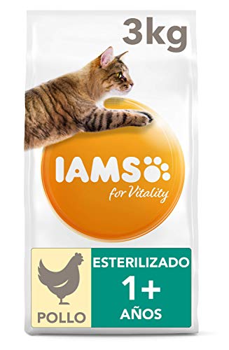 IAMS for Vitality Light in Fat/Esterilizado Alimento para gatos con pollo fresco, 3 kg