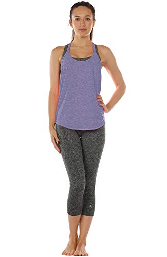 icyzone Camiseta Deportiva sin Mangas Diseño de T-Back para Mujer (L, Violeta)