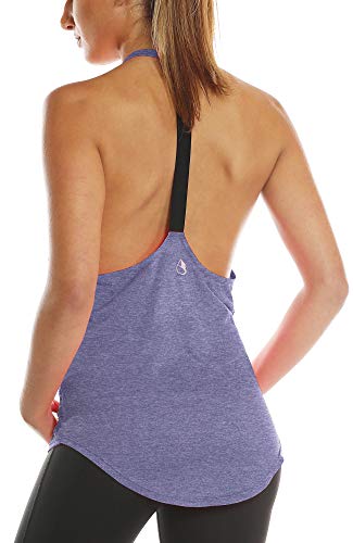 icyzone Camiseta Deportiva sin Mangas Diseño de T-Back para Mujer (L, Violeta)