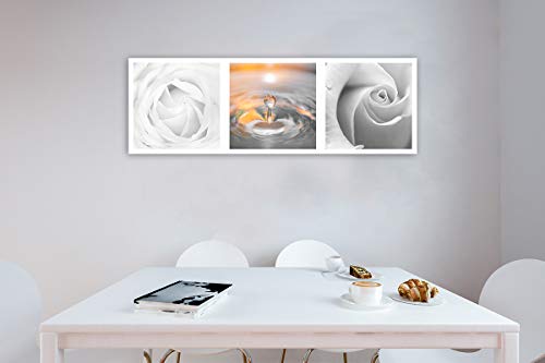 Imagen Foto Gota Agua Flores Mural Arte Decorativo Composición Naranja 90x30 cm