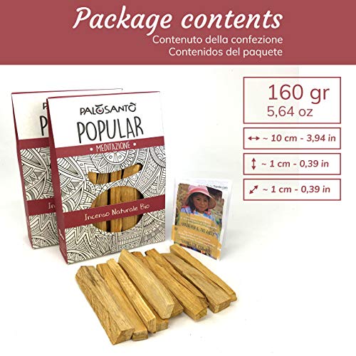 Incienso Natural Palo Santo - Palitos Variedad Popular Suyo - gr. 160 - para recuperar energía, perfumar la casa, purificar Las Habitaciones. Aroma del Alma