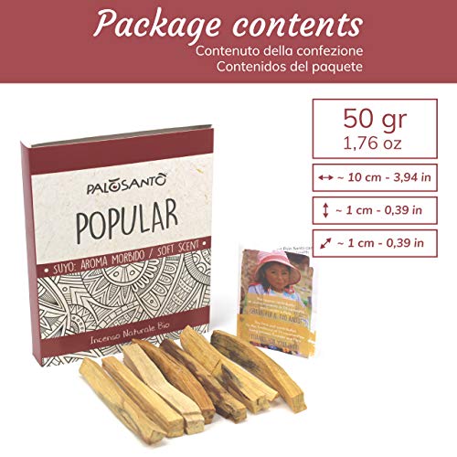 Incienso Natural Palo Santo - Palitos Variedad Popular Suyo - gr. 50 - para recuperar energía, perfumar la casa, purificar Las Habitaciones. Aroma del Alma