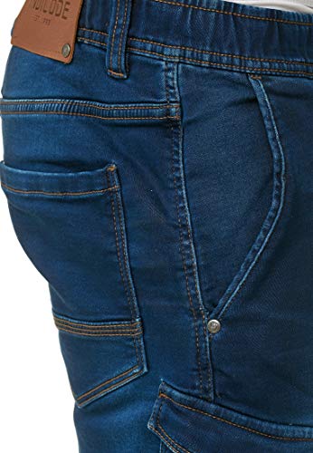 Indicode Caballero Chandos Pantalones Cortos Cargo con 6 Bolsillos de Estilo Vaquero Desgastado 84 % algodón | Más Corto Pantalón Regular Fit Stretch Pantalones Men Pants para Hombres Dark Blue S