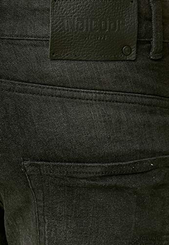 Indicode Caballero Fife Pantalones Cortos Vaqueros con 5 Bolsillos de 98 % algodón | Denim Stretch Used Look Destroyed Regular Fit Men Pants De Tiempo Libre para Hombres Negro XXL