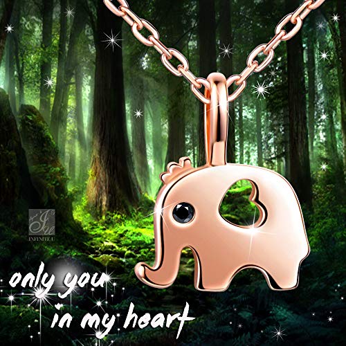 Infinito U Colgante Elefante Corazón para Mujer Niña Collar de Plata 925 Cadena Ajustable Color de Oro Rosa Idea Regalo Navidad