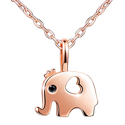 Infinito U Colgante Elefante Corazón para Mujer Niña Collar de Plata 925 Cadena Ajustable Color de Oro Rosa Idea Regalo Navidad