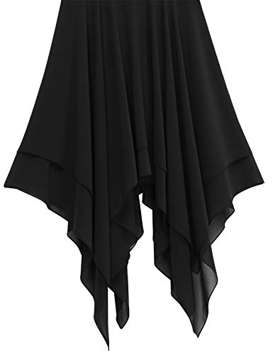 inhzoy Asimétrico Vestido de Danza Ballet Manga Corta para Mujer Maillot Gasa de Gimnasia Rítmica con Falda Leotardo Body de Baile Práctica Traje Bailarina Negro X-Small