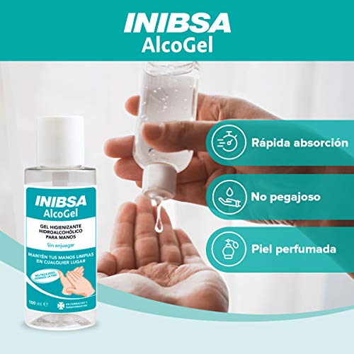 Inibsa Alcogel 100 ml - Gel hidroalcóholico manos 70%. Sin enjuagar. No pegajoso. Contiene glicerina que hidrata la piel - Gel de manos para una limpieza profunda - 1 unidad