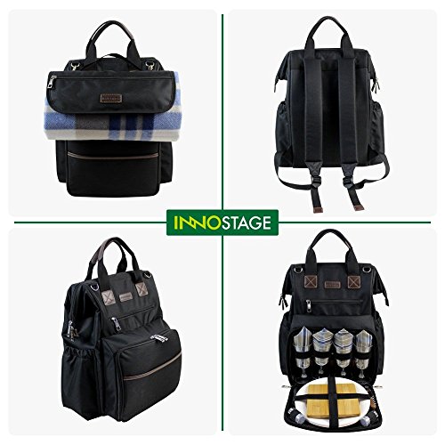 Inno Stage - Mochila de picnic grande abierta para 4 personas con compartimento refrigerador