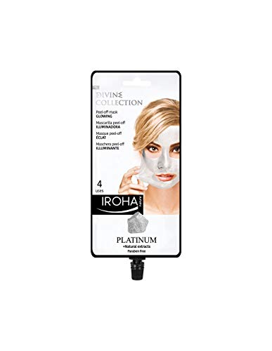 Iroha Nature - Mascarilla Facial Iluminadora Peel Off con Platino, 4 usos 1 packs | Mascarilla Peel Off Platino