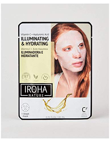 Iroha Nature - Mascarilla Facial Tisú Iluminadora con Vitamina C y Ácido Hialurónico, 1 unidad | Mascarilla Iluminadora Vitamina C y Ácido Hialurónico