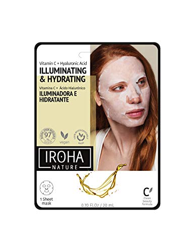 Iroha Nature - Mascarilla Facial Tisú Iluminadora con Vitamina C y Ácido Hialurónico, 1 unidad | Mascarilla Iluminadora Vitamina C y Ácido Hialurónico