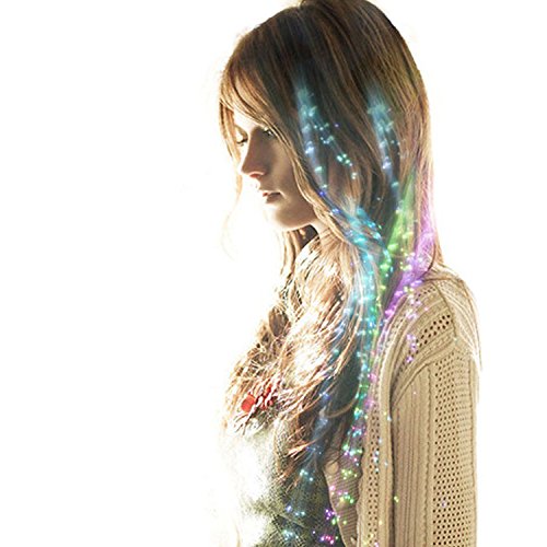 Itian Extensiones de pelo de fibra óptica LED, Extensiones de pelo de fibra óptica y LED, Rainbow Cambio De Color Iluminar Extensiones De Pelo De Fibra Óptica Pinza De Pelo (con enganche)