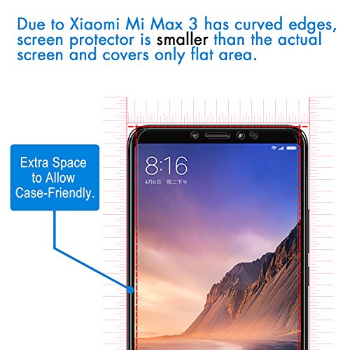 ivoler [3 Unidades] Protector de Pantalla para Xiaomi Mi MAX 3, Cristal Vidrio Templado Premium