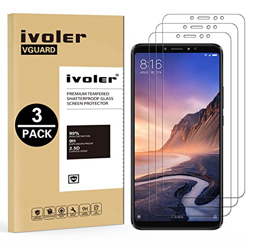 ivoler [3 Unidades] Protector de Pantalla para Xiaomi Mi MAX 3, Cristal Vidrio Templado Premium