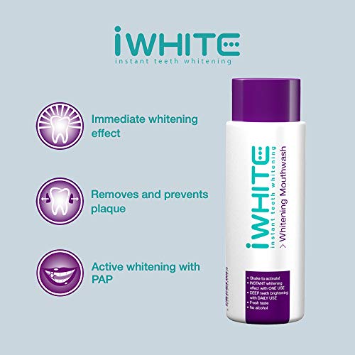 iWhite Instant enjuague bucal blanqueador dental - Blanquea y fortalece - Blanqueamiento profundo - Ingredientes clínicamente probados - Blanqueador activo - Blanqueamiento óptico