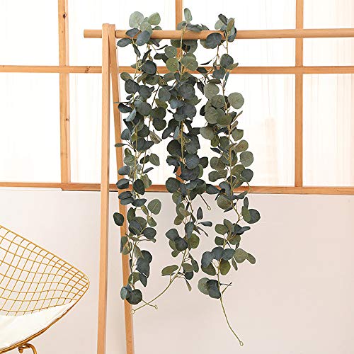 J Jixista Guirnalda de eucalipto Artificial Eucalipto Guirnalda Planta Guirnalda de Hojas Artificiales de eucalipto Seda Hojas Vines Artificiales Decoracion Boda Fondo Pared Decoración (B)