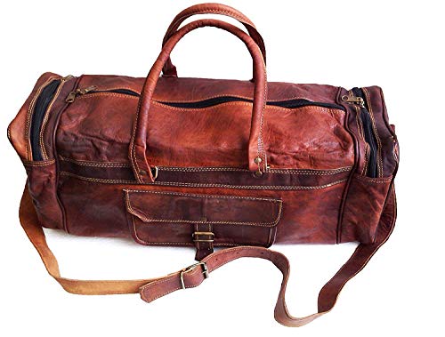 Jaald 66 Cm Bolso Bolsa Viaje Veliz Equipaje De Cuero Piel Grande Vintage para Cabina Fin Semana Gimnasio Deportes Carry-On Hombre Y Mujer