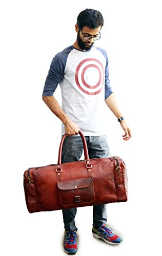 Jaald 66 Cm Bolso Bolsa Viaje Veliz Equipaje De Cuero Piel Grande Vintage para Cabina Fin Semana Gimnasio Deportes Carry-On Hombre Y Mujer