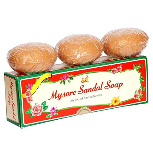 Jabón ayurvédico Mysore de aceite de sándalo natural puro, 3 barras de 150 g en 1 paquete de regalo