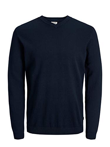 Jack & Jones Jjebasic Knit V-Neck Noos suéter, Azul (Navy Blazer Navy Blazer), Medium para Hombre