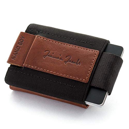 JAIMIE JACOBS Cartera Hombre Nano Boy Pocket Cartera Minimalista Slim Wallet Cartera Clip Cartera Pequeña Tarjetera Fina Pinza para Billetes Billetero para Hombres (Marrón Oscuro)