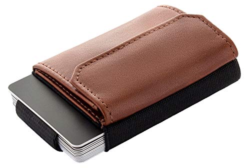 JAIMIE JACOBS Cartera Hombre Nano Boy Pocket Cartera Minimalista Slim Wallet Cartera Clip Cartera Pequeña Tarjetera Fina Pinza para Billetes Billetero para Hombres (Marrón Oscuro)