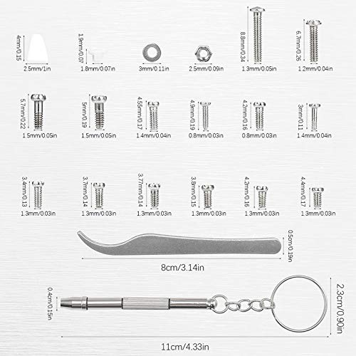 Jalan 1000 Piezas Kits de Tornillo Pequeño, Micro tornillo tuercas y pinza y destornillador para Gafas Relojes Gafas de sol