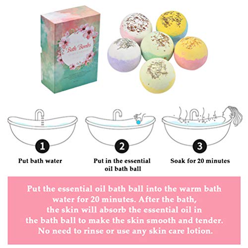 JAOMON Juego de 6 Piezas de Coloridas Bombas de Baño de Spa, Caja de Regalo de Bolas de Baño Naturales Relajadas, Hecho a Mano, Idea Regalo para Mujeres, Niñas Regalo de Cumpleaños, San Valentín