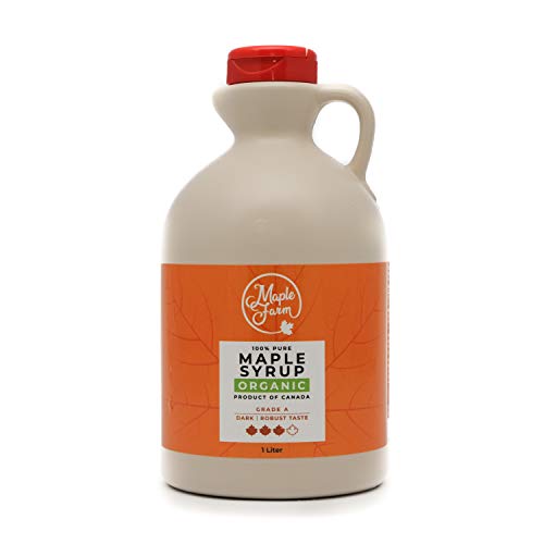 Jarabe de arce BIO - Grado A (Dark, Robust taste) - 1 litro (1,35 Kg) - Miel de arce biológico - Sirope de arce - Organic maple syrup