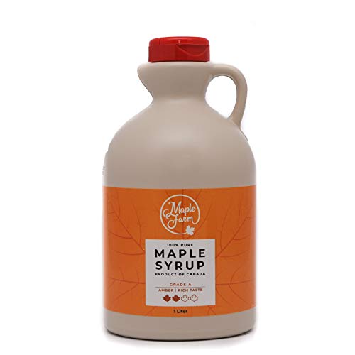 Jarabe de arce Grado A (Amber, Rich taste) - 1 litro (1,35 Kg) - Miel de arce - Sirope de Arce - Original maple syrup