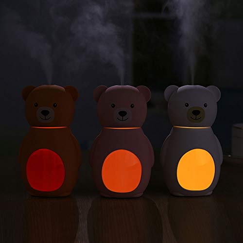 JJZXD Ultrasonidos humidificador de Aire Mini Oso Aroma difusor de aceites Esenciales for el hogar del Coche del USB Fogger Fabricante de la Niebla con la lámpara LED Noche (Color : A)