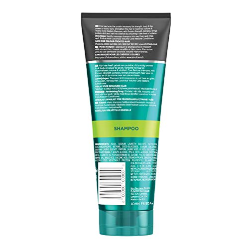 John Frieda Champú Fuerza y Volumen 250ml | Pelo Fino | Champú Volumen | Pelo Fino Rizado | Solido