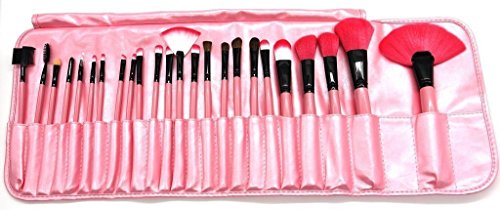 Juego de 24 brochas de maquillaje (base, sombras, colorete) con estuche.